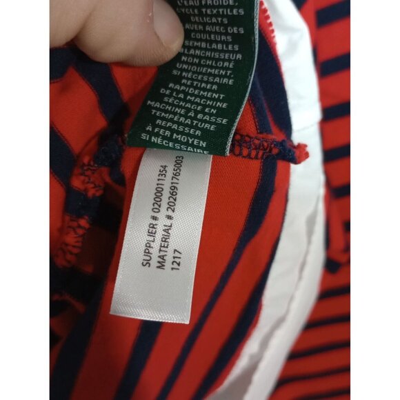 Lauren Ralph Lauren Striped Long Sleeve Top Red & Navy Blue Cotton - Picture 7 of 10